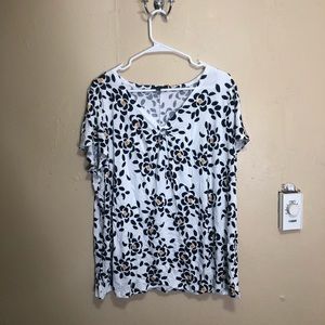 Lane Bryant White Floral Blouse